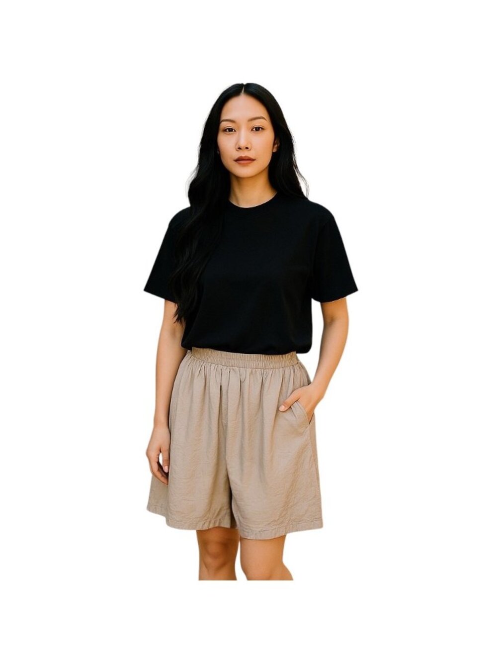 Carole Little For Saint-Tropez West Silk Shorts Taupe Size 10 Vintage Coastal